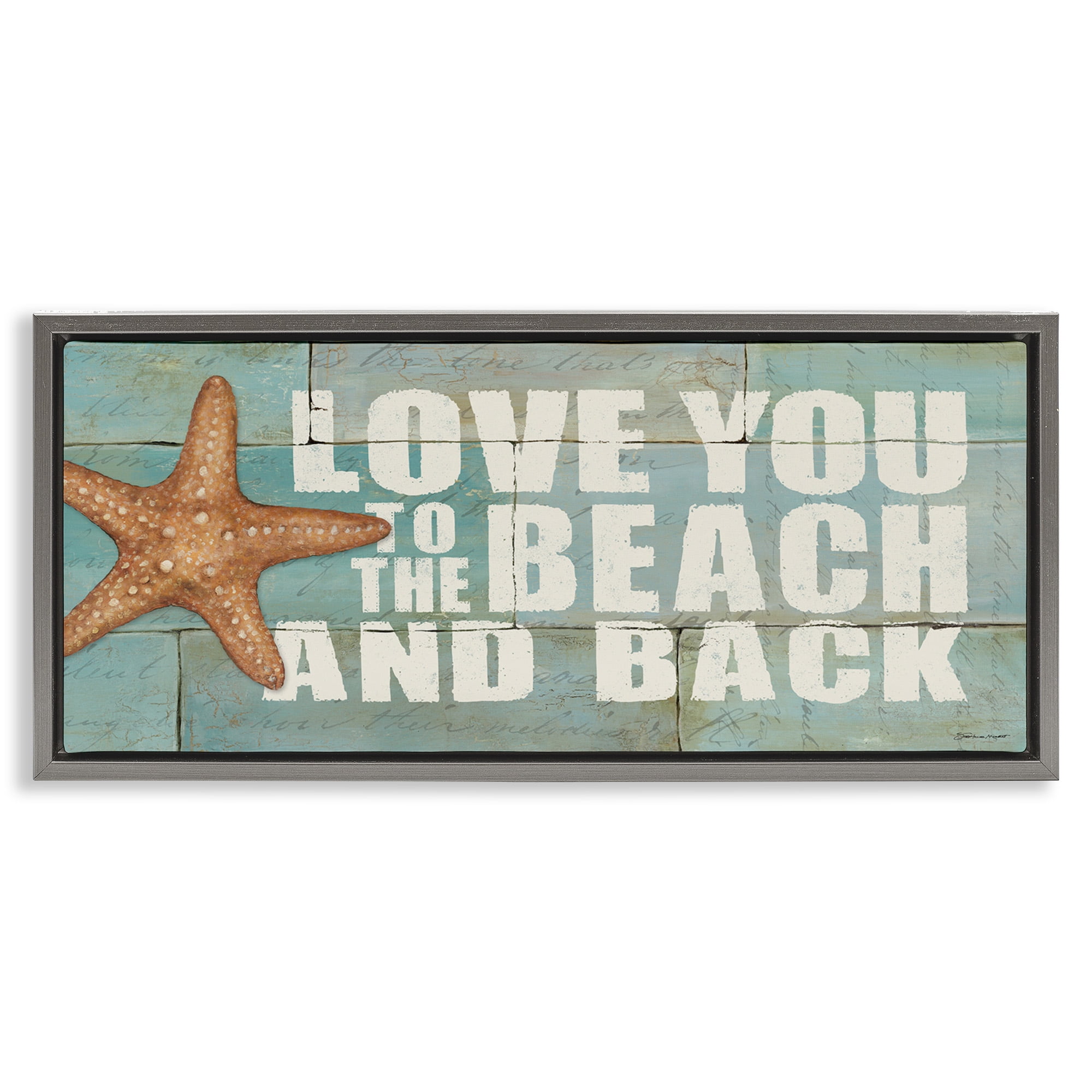 Stupell Industries Beach & Back on Bricks Animals & Insects Painting Gray Floater Framed Canvas Art Print Wall Art, 31 x 14