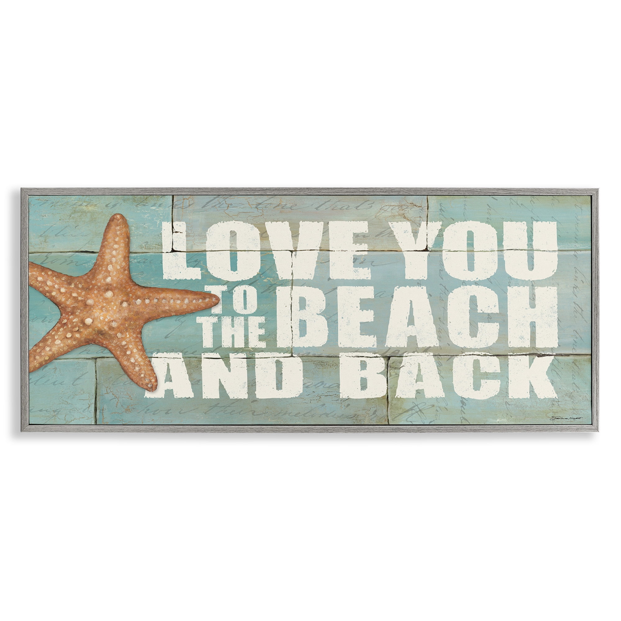 Stupell Industries Beach & Back on Bricks Animals & Insects Painting Gray Framed Art Print Wall Art, 30 x 13
