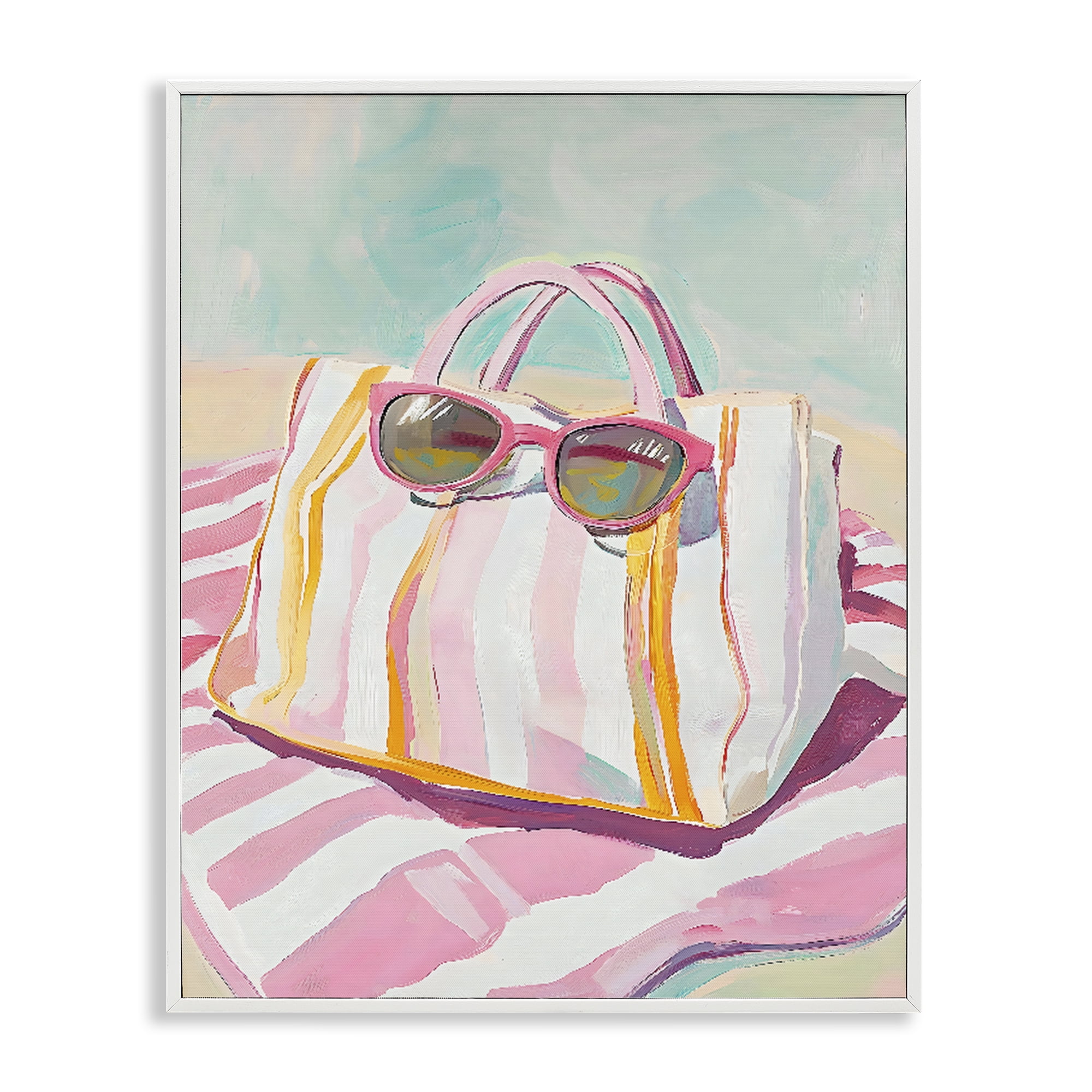 Stupell Industries Beach Bag & Sunglasses White Framed Giclee Art, design by The Prints Vibe