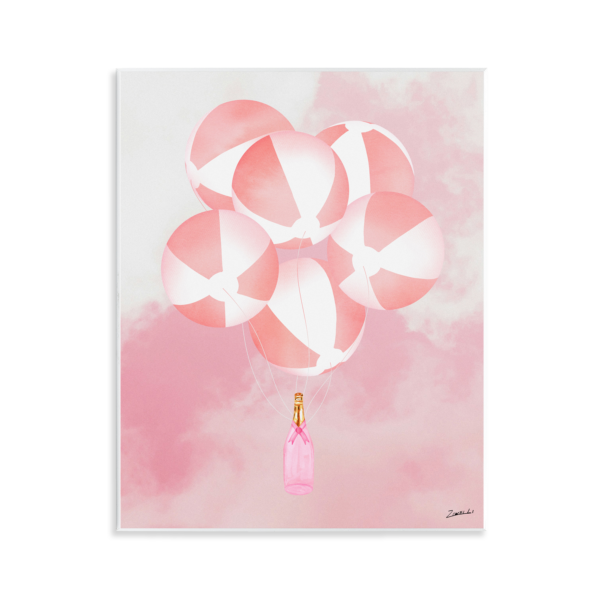 Stupell Industries Beach Ball Balloons & Champagne Food & Beverage Painting Unframed Art Print Wall Art, 11 x 14