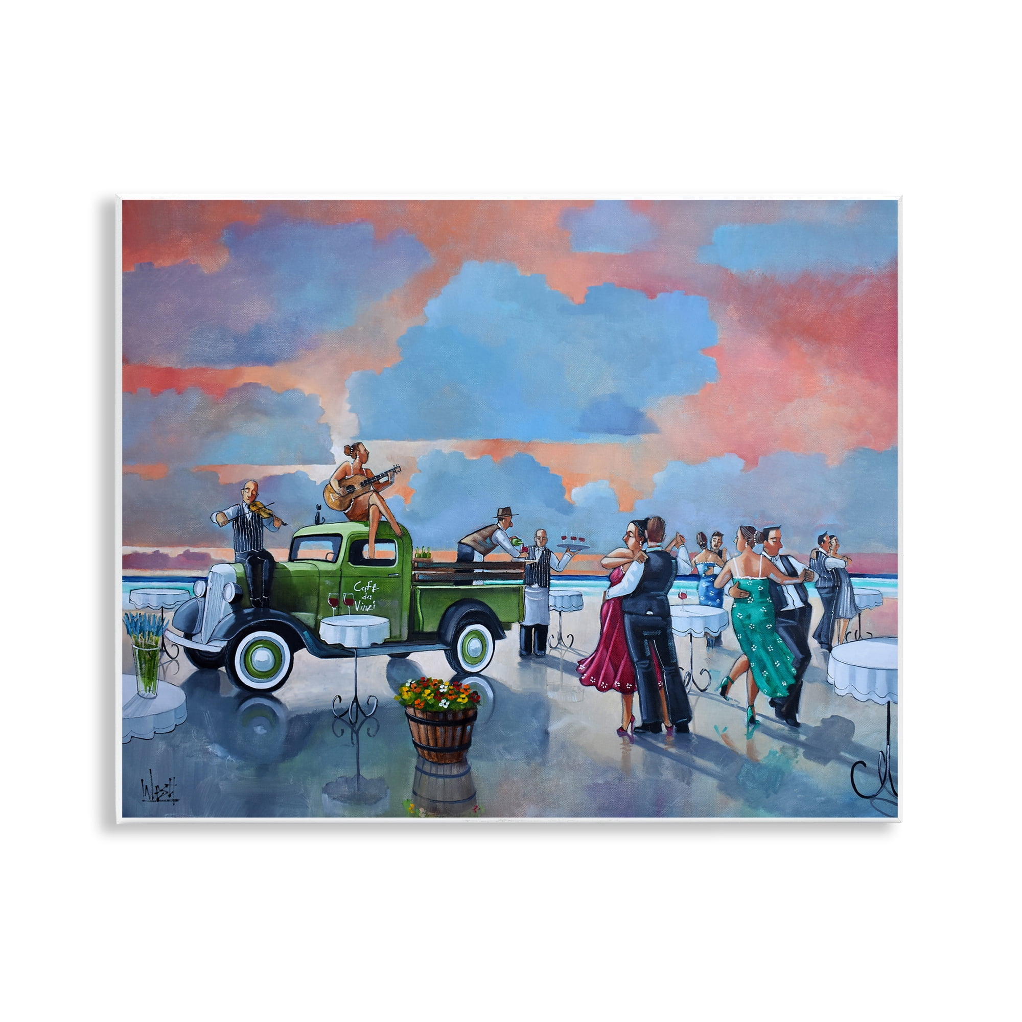 Stupell Industries Beach Ballroom Dance People Painting Unframed Art Print Wall Art, 14 x 11