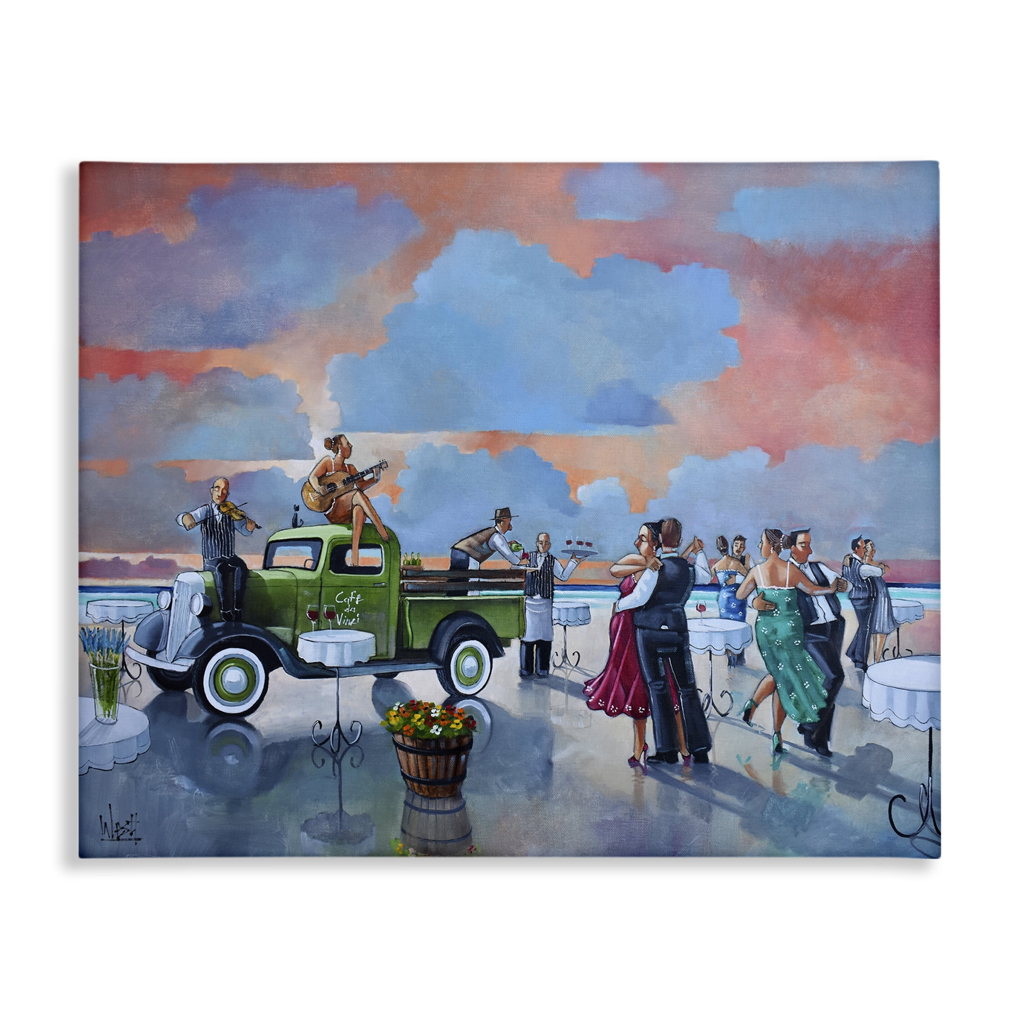 Stupell Industries Beach Ballroom Dance People Painting Wrapped Canvas Art Print Wall Art, 20 x 16
