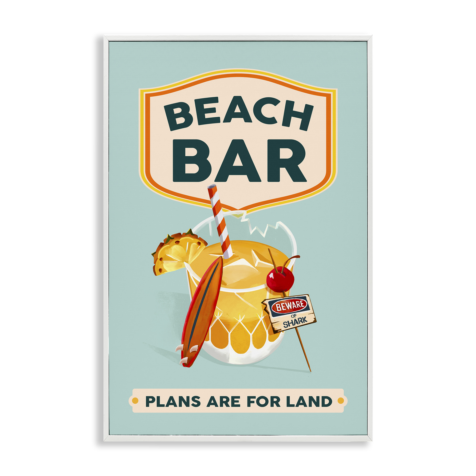 Stupell Industries Beach Bar Cocktail Food & Beverage Painting White Framed Art Print Wall Art, 20 x 30