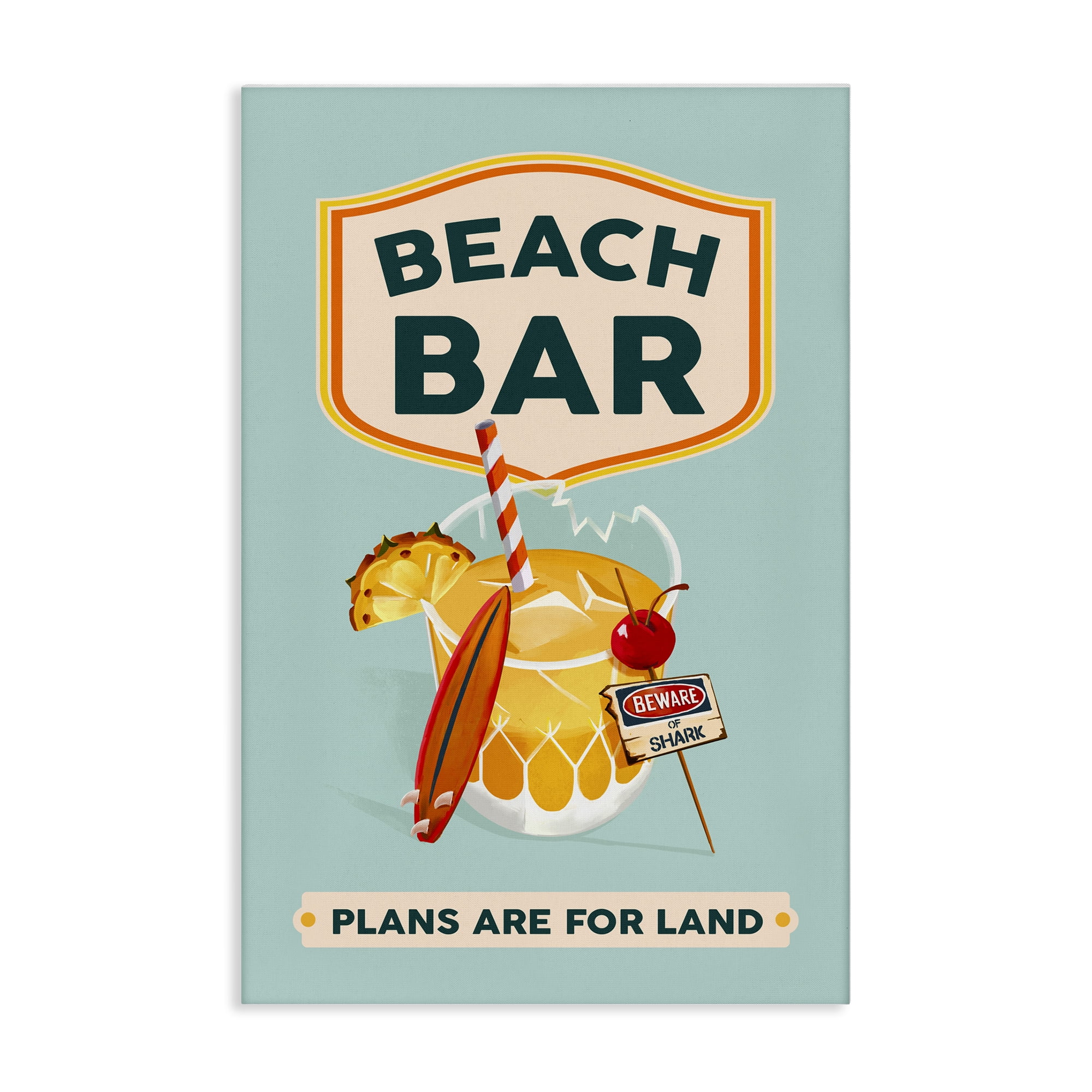 Stupell Industries Beach Bar Cocktail Food & Beverage Painting Wrapped Canvas Art Print Wall Art, 24 x 36