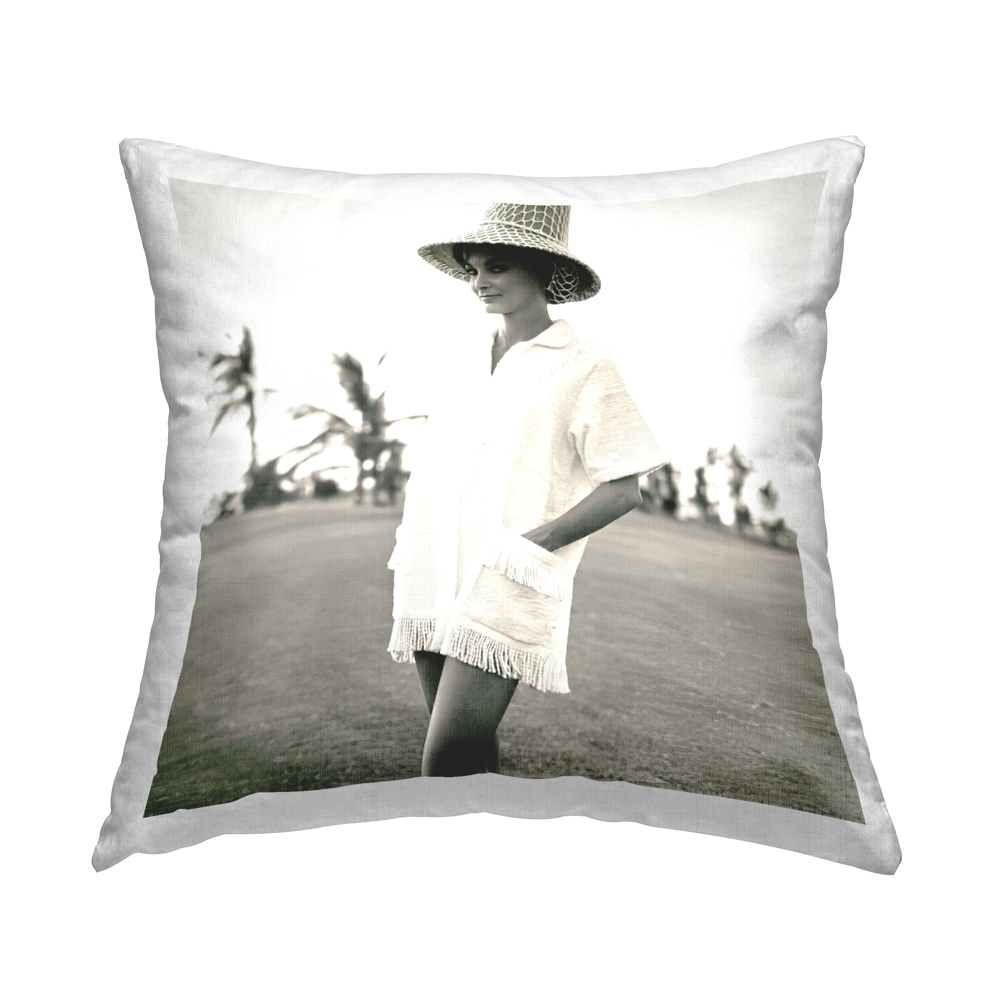 Stupell Industries Beach Beauty in Sepia Decorative Printed Throw Pillow Design by Graffitee Studios.