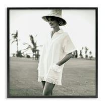 Stupell Industries Beach Beauty in Sepia People Photography Black Framed Art Print Wall Art, 12 x 12