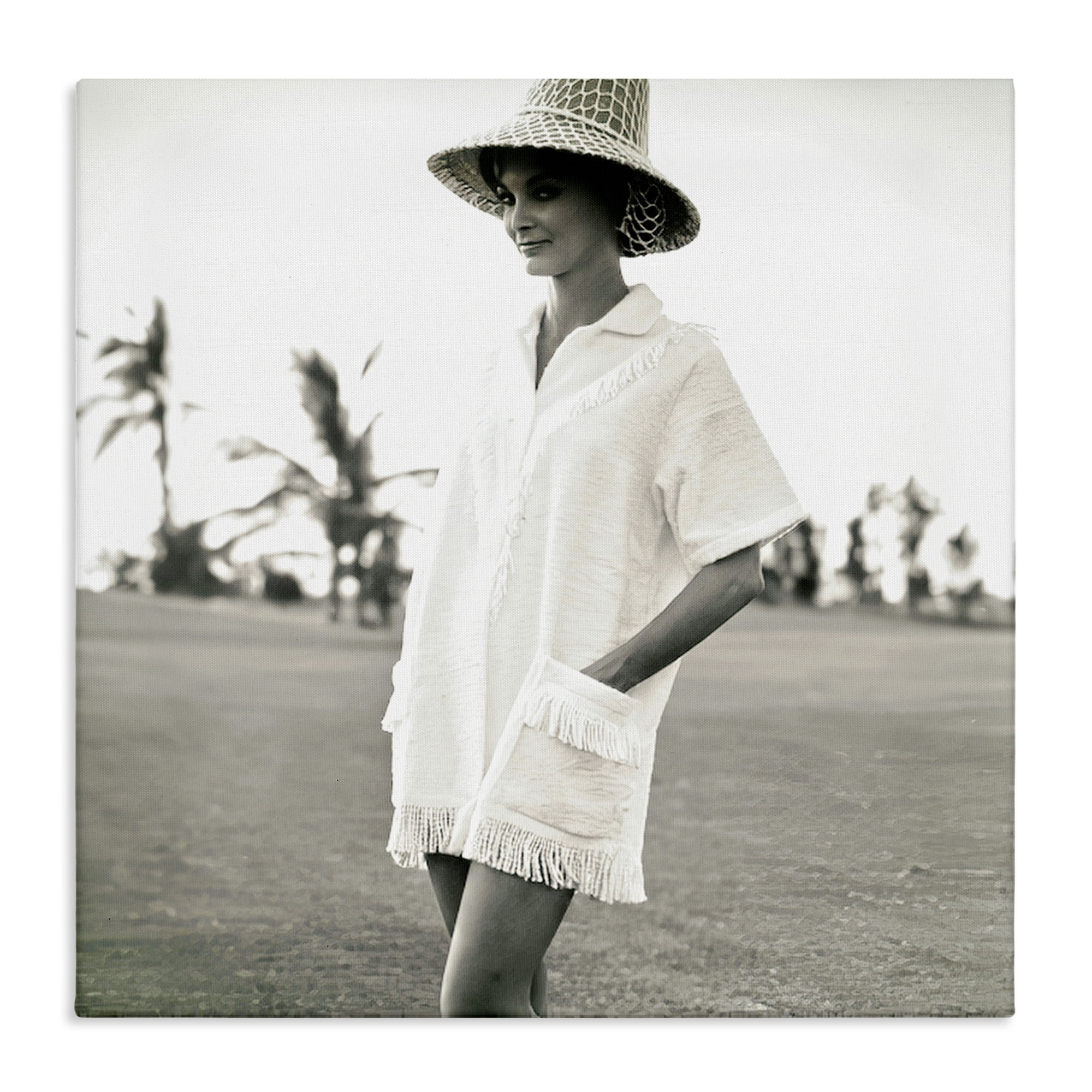 Stupell Industries Beach Beauty in Sepia People Photography Wrapped Canvas Art Print Wall Art, 17 x 17