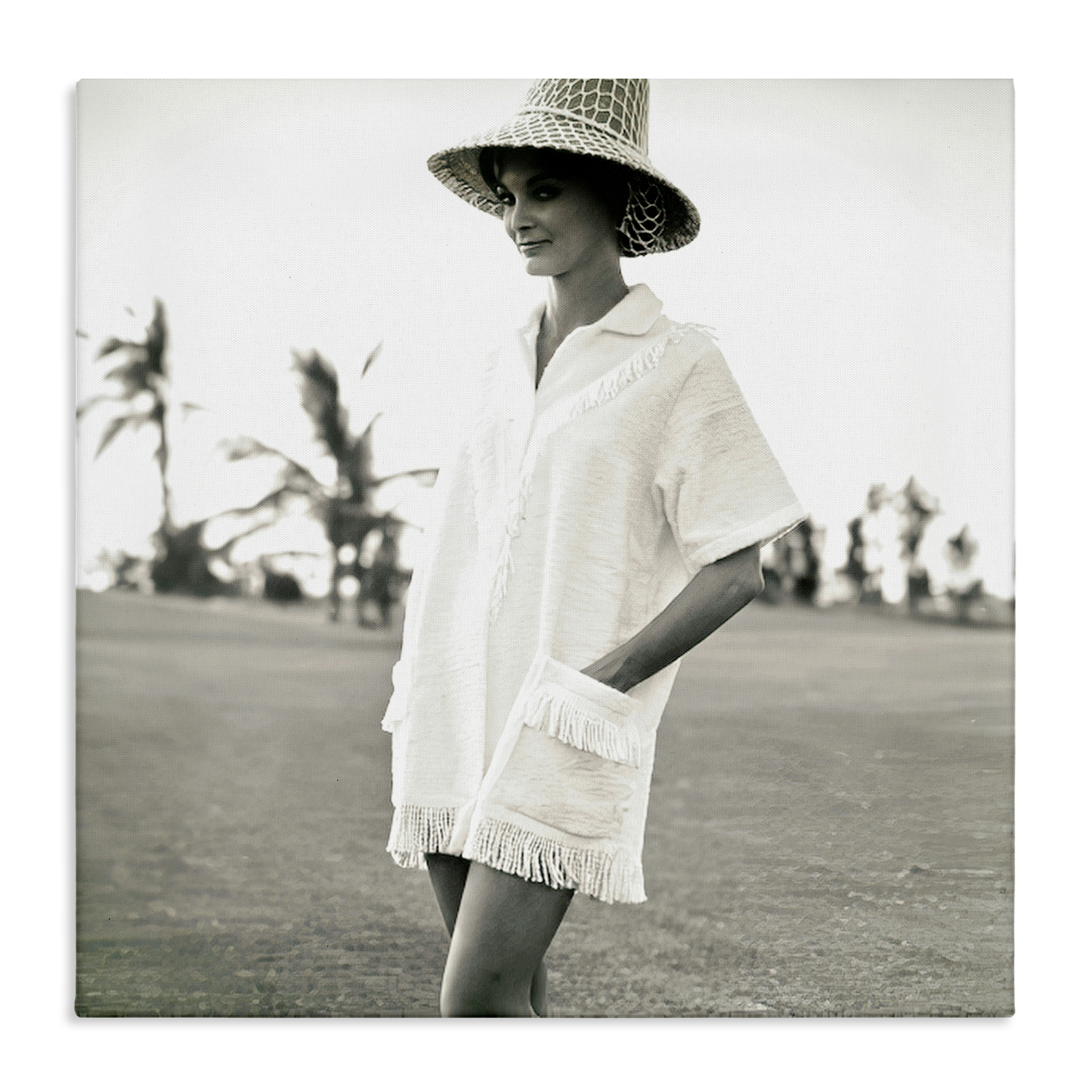 Stupell Industries Beach Beauty in Sepia People Photography Wrapped Canvas Art Print Wall Art, 36 x 36