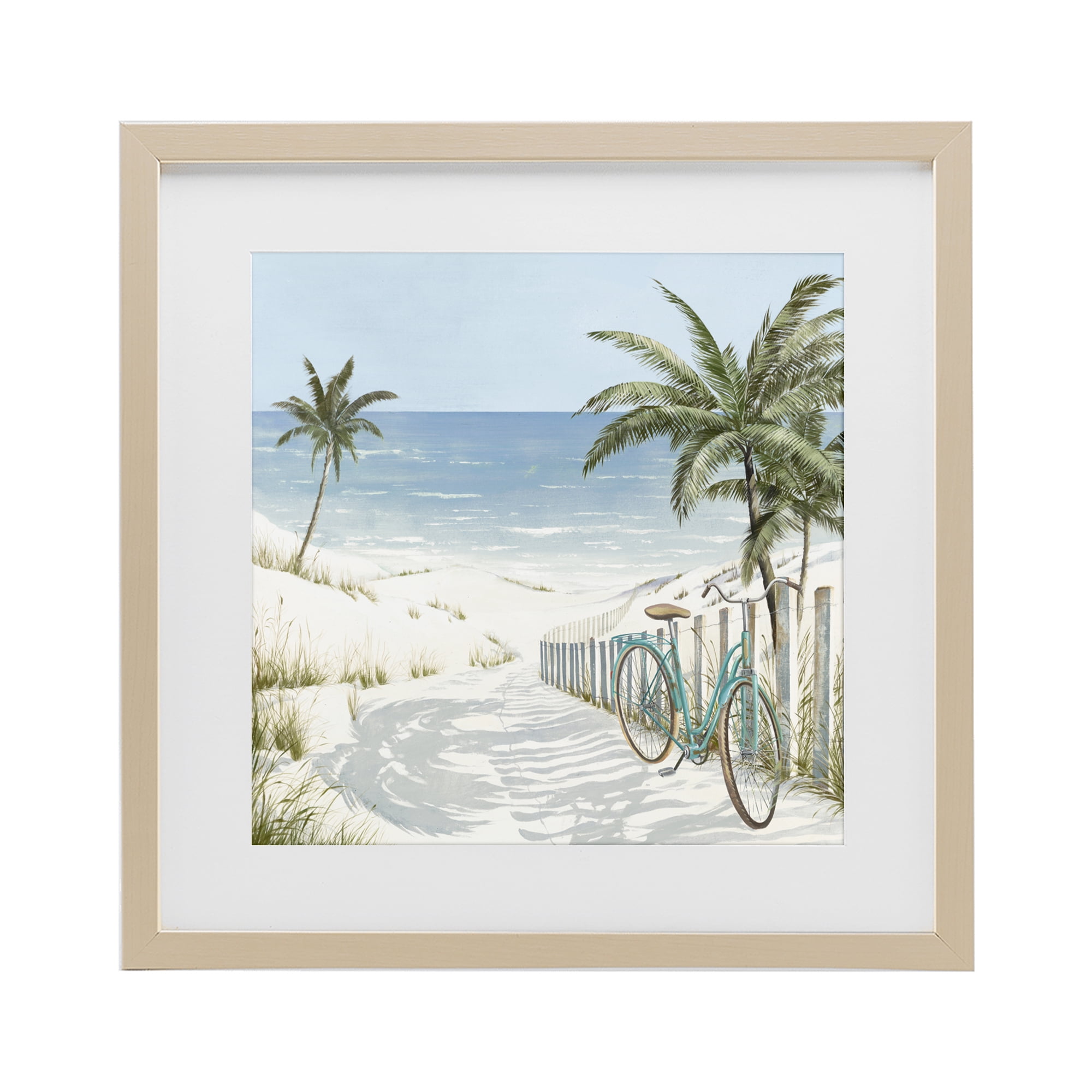 Stupell Industries Beach Bike Coastal Scene Birch Framed Print Under Glass, design by Lorenzo Collective