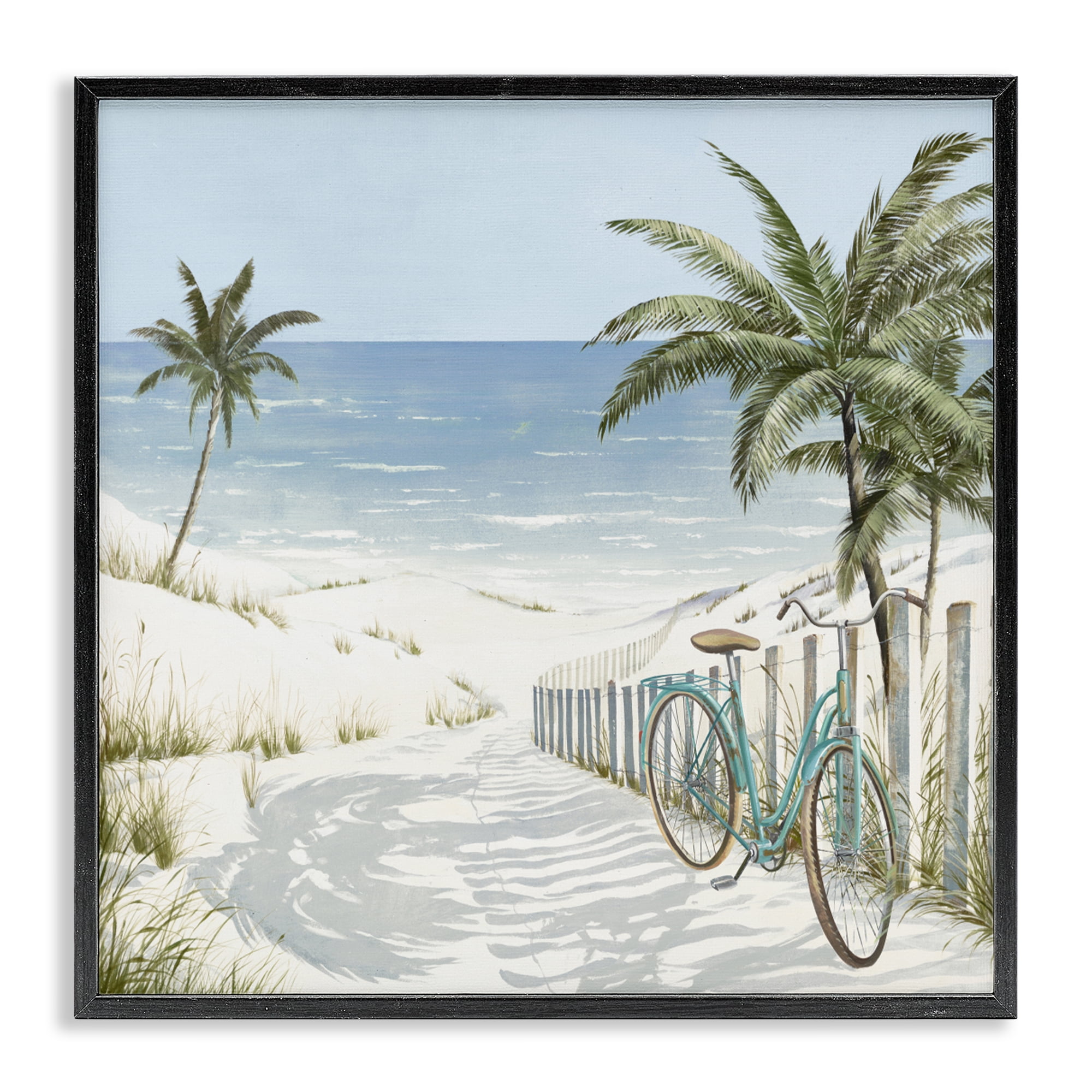 Stupell Industries Beach Bike Coastal Scene Black Framed Giclee Art, design by Lorenzo Collective