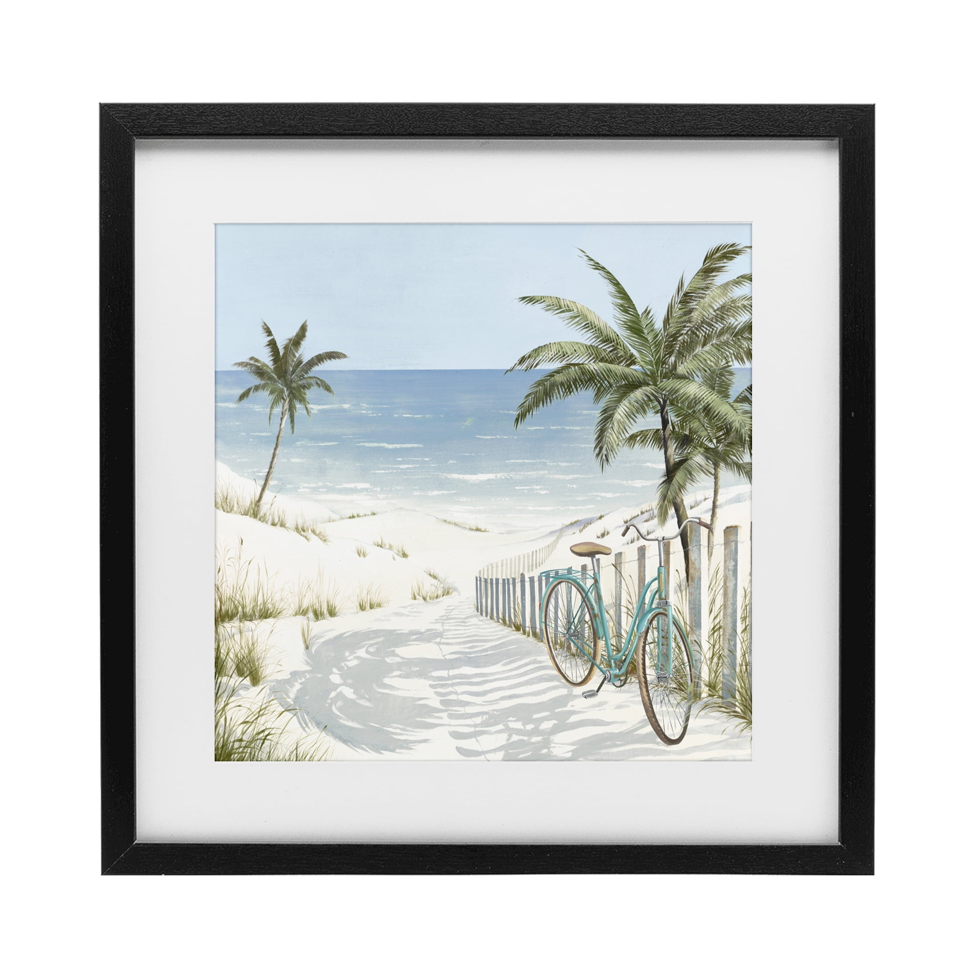 Stupell Industries Beach Bike Coastal Scene Black Framed Print Under Glass, design by Lorenzo Collective