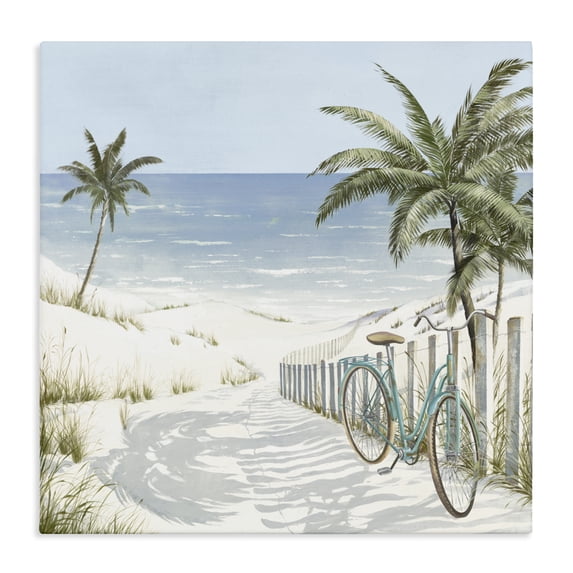 Stupell Industries Tropical Beach Bike Coastal Scene Canvas Art, 17 x 17, by Lorenzo Collective