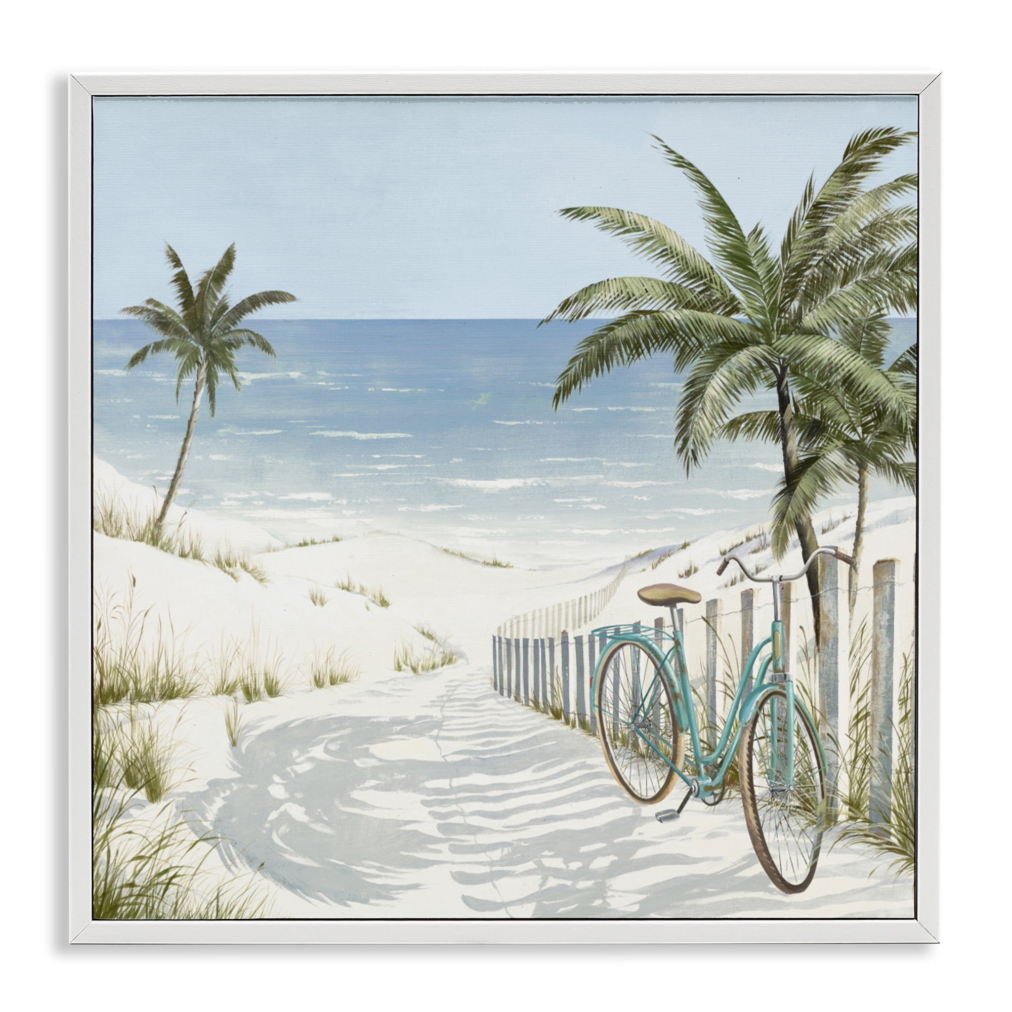 Stupell Industries Beach Bike Coastal Scene White Framed Giclee Art, design by Lorenzo Collective