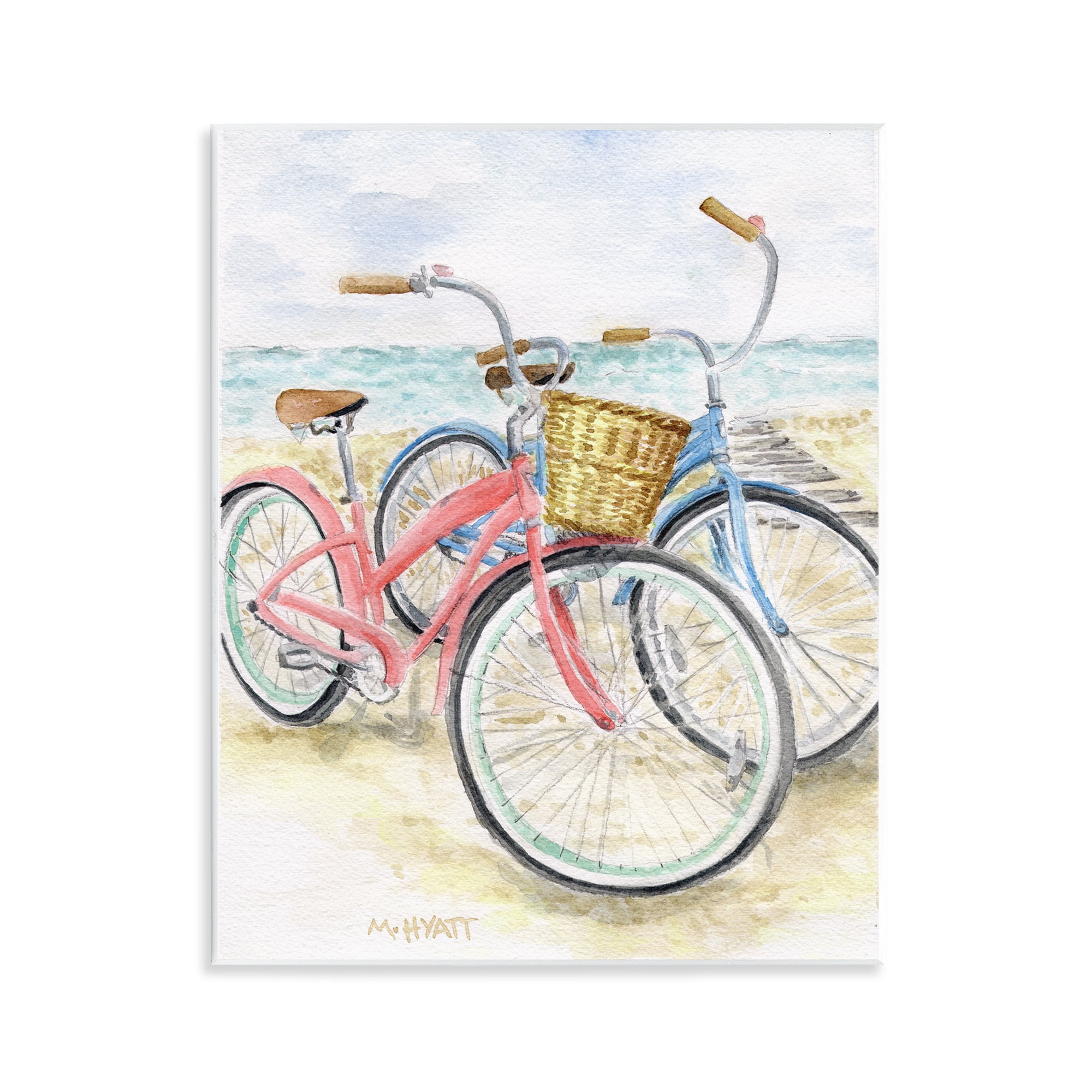 Stupell Industries Beach Bikes Parked Transportation Painting Unframed Art Print Wall Art, 11 x 14