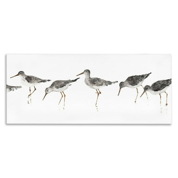 Stupell Industries Beach Bird Sandpipers Minimal Grey White Painting Canvas Wall Art Design by Avery Tillmore, 10" x 24"