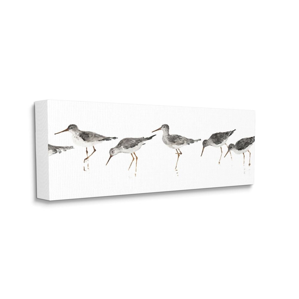 Stupell Industries Beach Bird Sandpipers Minimal Grey White Painting Canvas Wall Art Design by Avery Tillmore, 17" x 40"