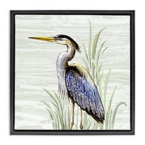 Stupell Industries Beach Bird Simple Heron Animals Painting Black Floater Framed Canvas Art Print Wall Art, 18 x 18