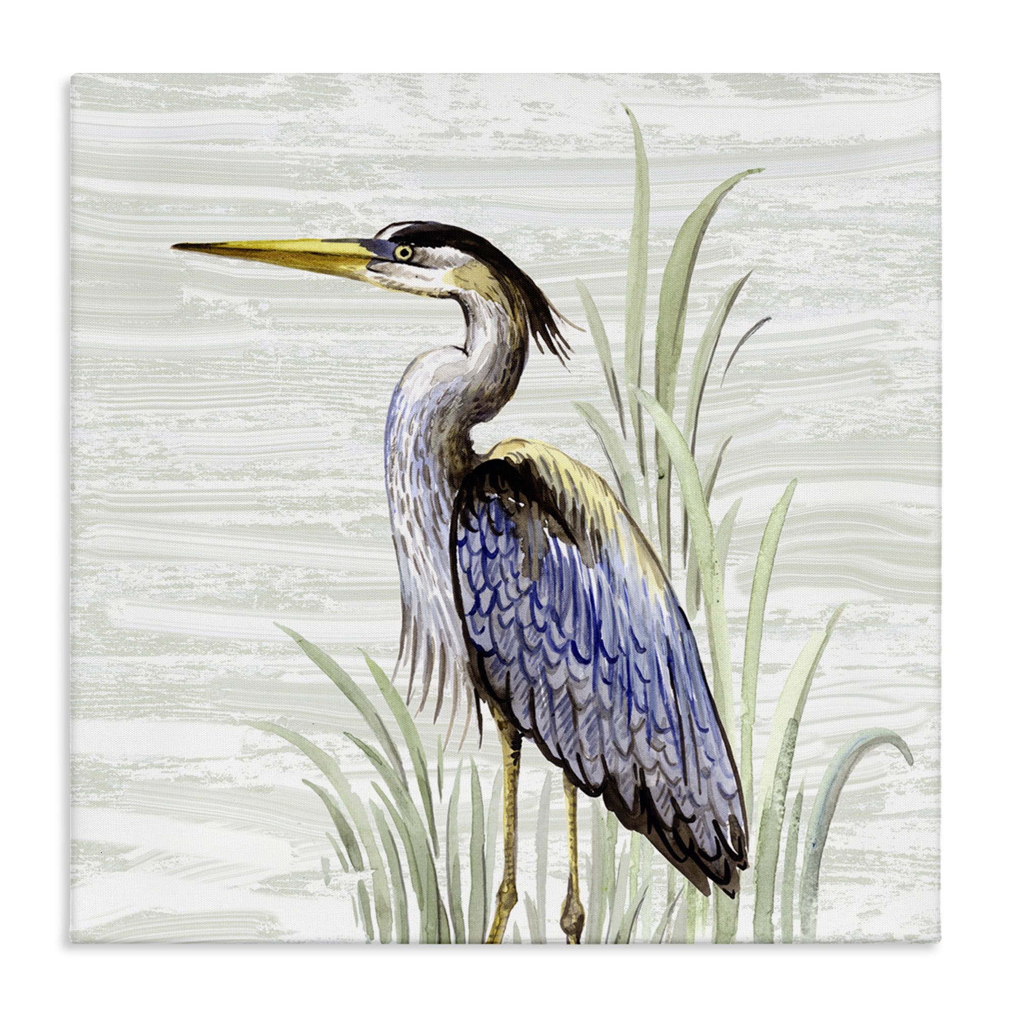 Stupell Industries Beach Bird Simple Heron Animals Painting Wrapped Canvas Art Print Wall Art, 36 x 36