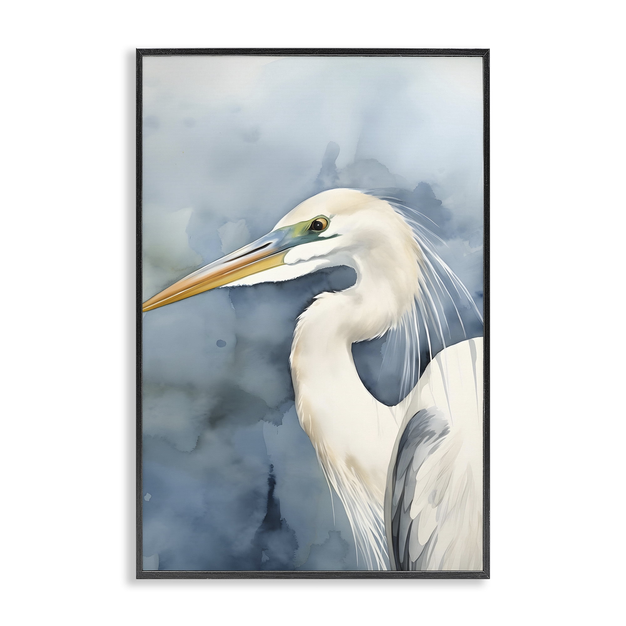 Stupell Industries Beach Bird on Blue Animals & Insects Painting Black Framed Art Print Wall Art, 12 x 18