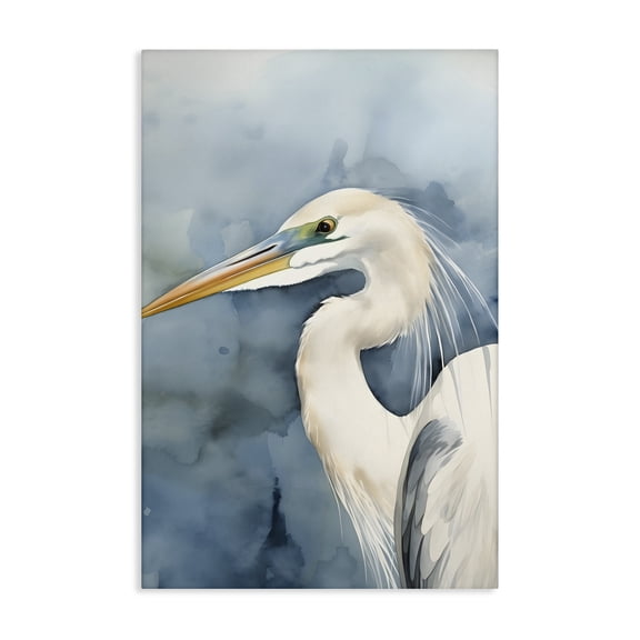 Stupell Industries Beach Bird on Blue Animals & Insects Painting Gallery Wrapped Canvas Art Print Wall Art, 24 x 36