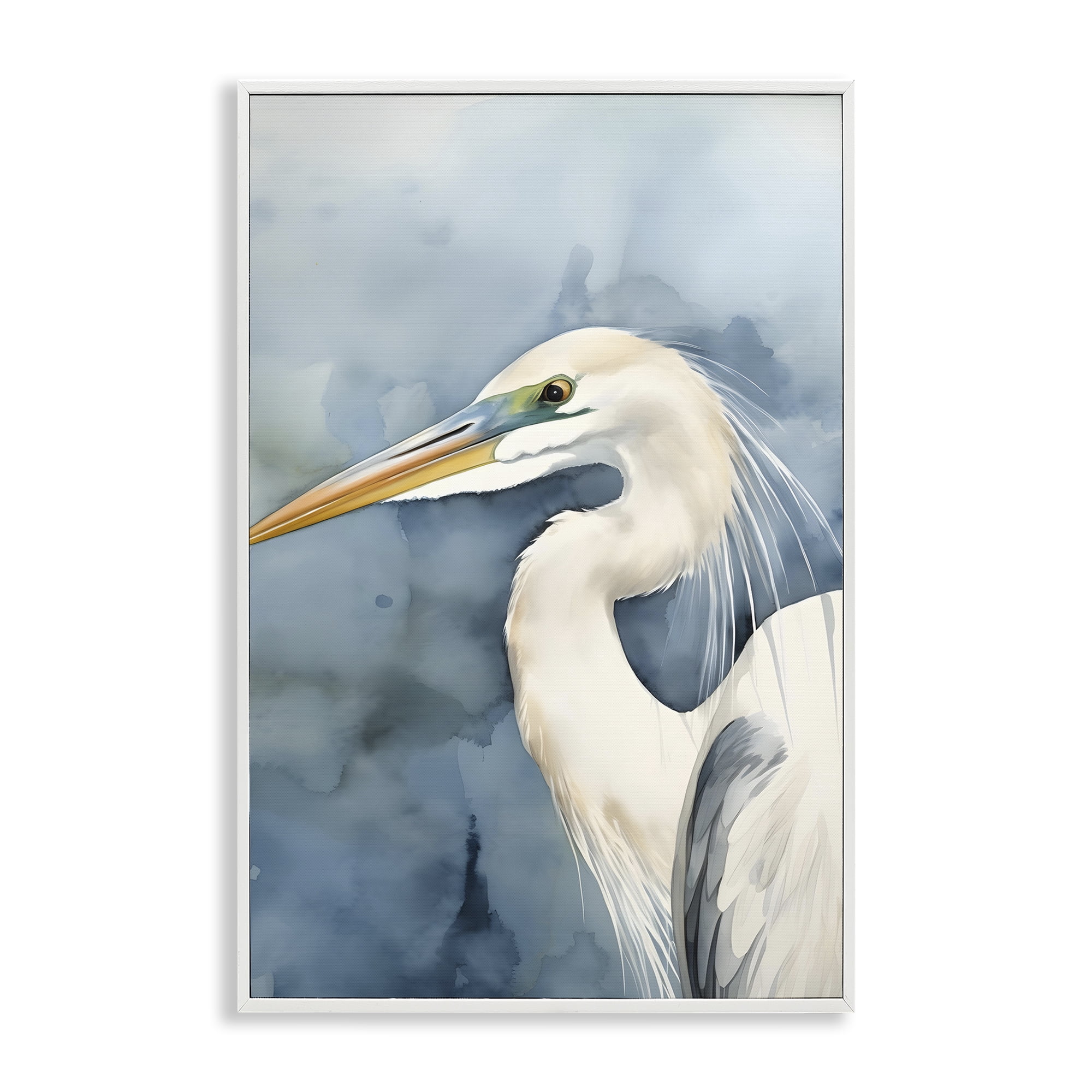 Stupell Industries Beach Bird on Blue Animals & Insects Painting White Framed Art Print Wall Art, 16 x 24