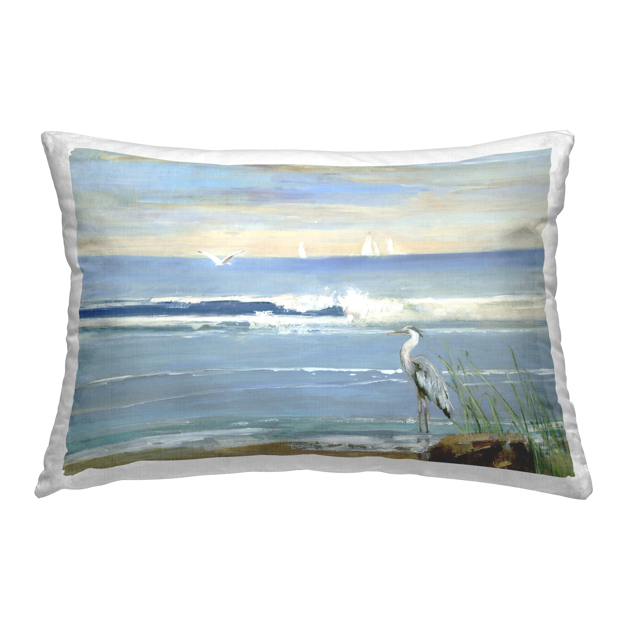Stupell Industries Beach Birds on Shore Decorative Printed Throw Pillow, 14 x 20