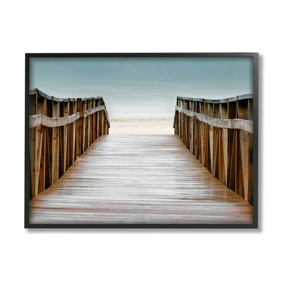 Stupell Industries Beach Boardwalk Wooden Waterfront Pier Ocean Coast Photography Black Framed Art Print Wall Art, 14x11, by Danita Delimont