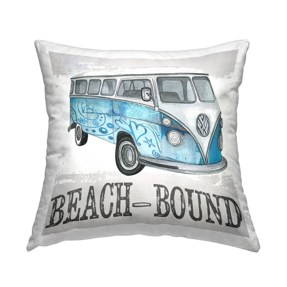 Stupell Industries Beach Bound Vacation Retro Bus Printed Throw Pillow Design by Karen Smith