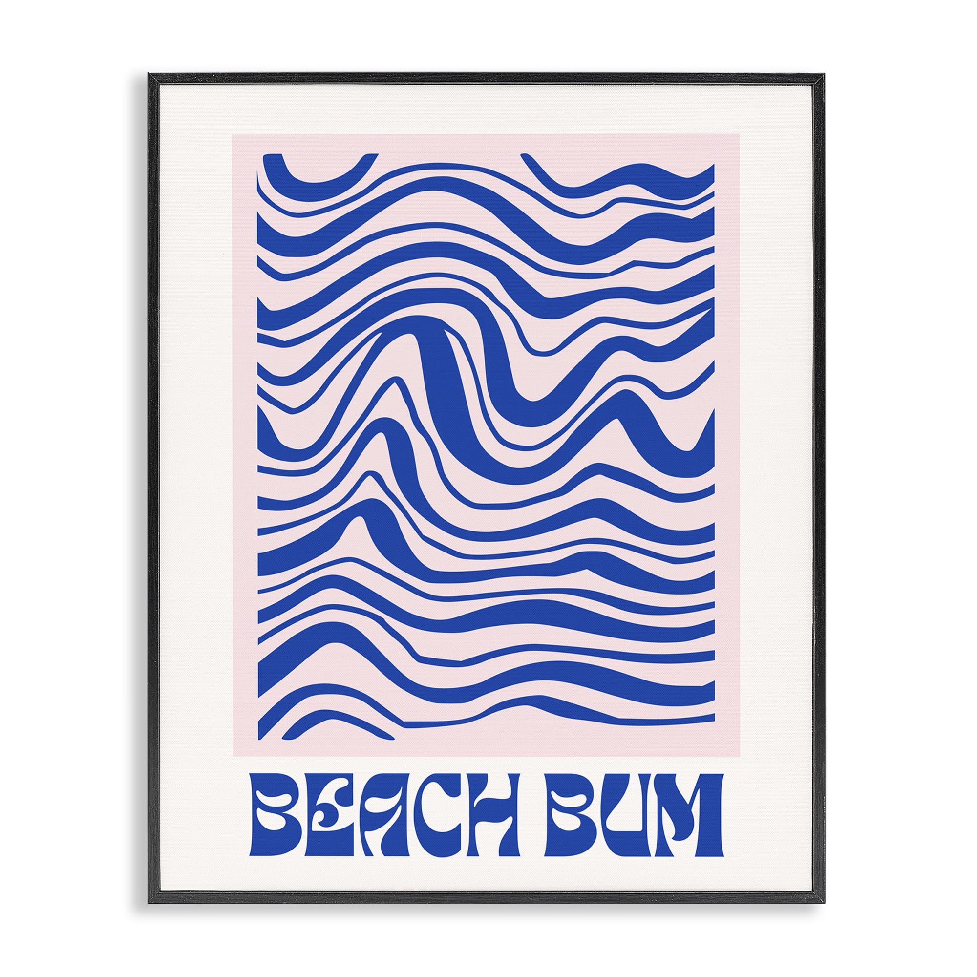 Stupell Industries Beach Bum Abstract Waves Text & Numbers Painting Black Framed Art Print Wall Art, 16 x 20