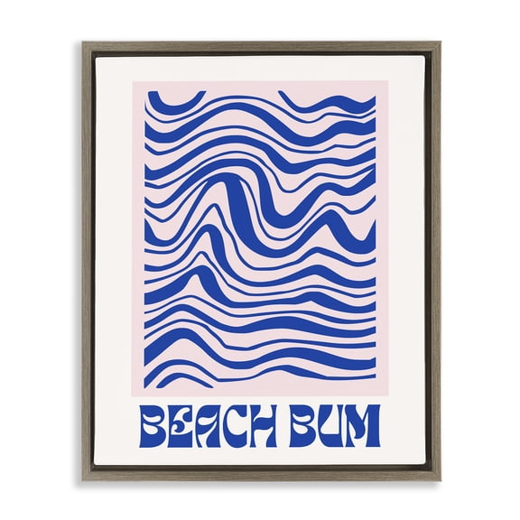 Stupell Industries Beach Bum Abstract Waves Text & Numbers Painting Brown Floater Framed Canvas Art Print Wall Art, 17 x 21