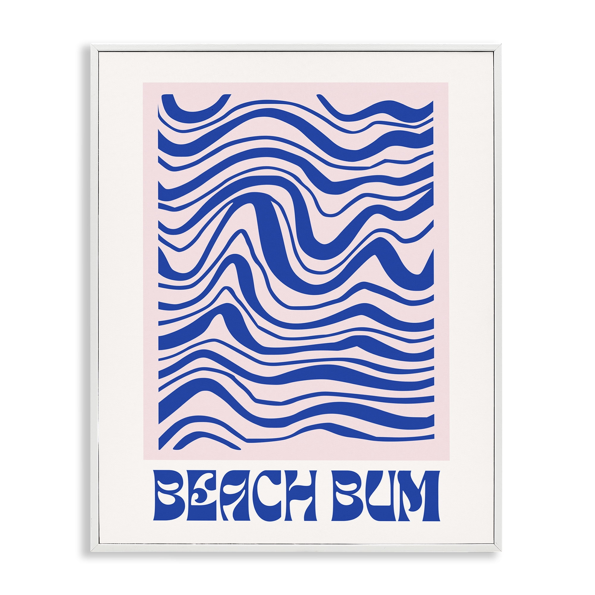 Stupell Industries Beach Bum Abstract Waves Text & Numbers Painting White Framed Art Print Wall Art, 11 x 14