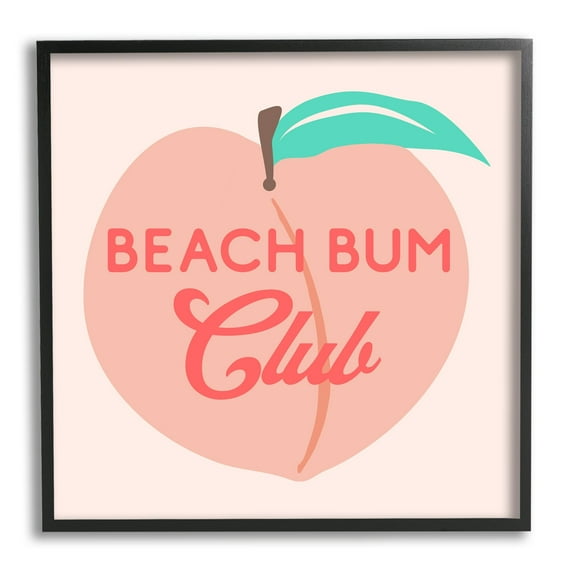 Stupell Industries Beach Bum Club Pink Peach Illustration Phrase Graphic Art Black Framed Art Print Wall Art, Design by Daphne Polselli