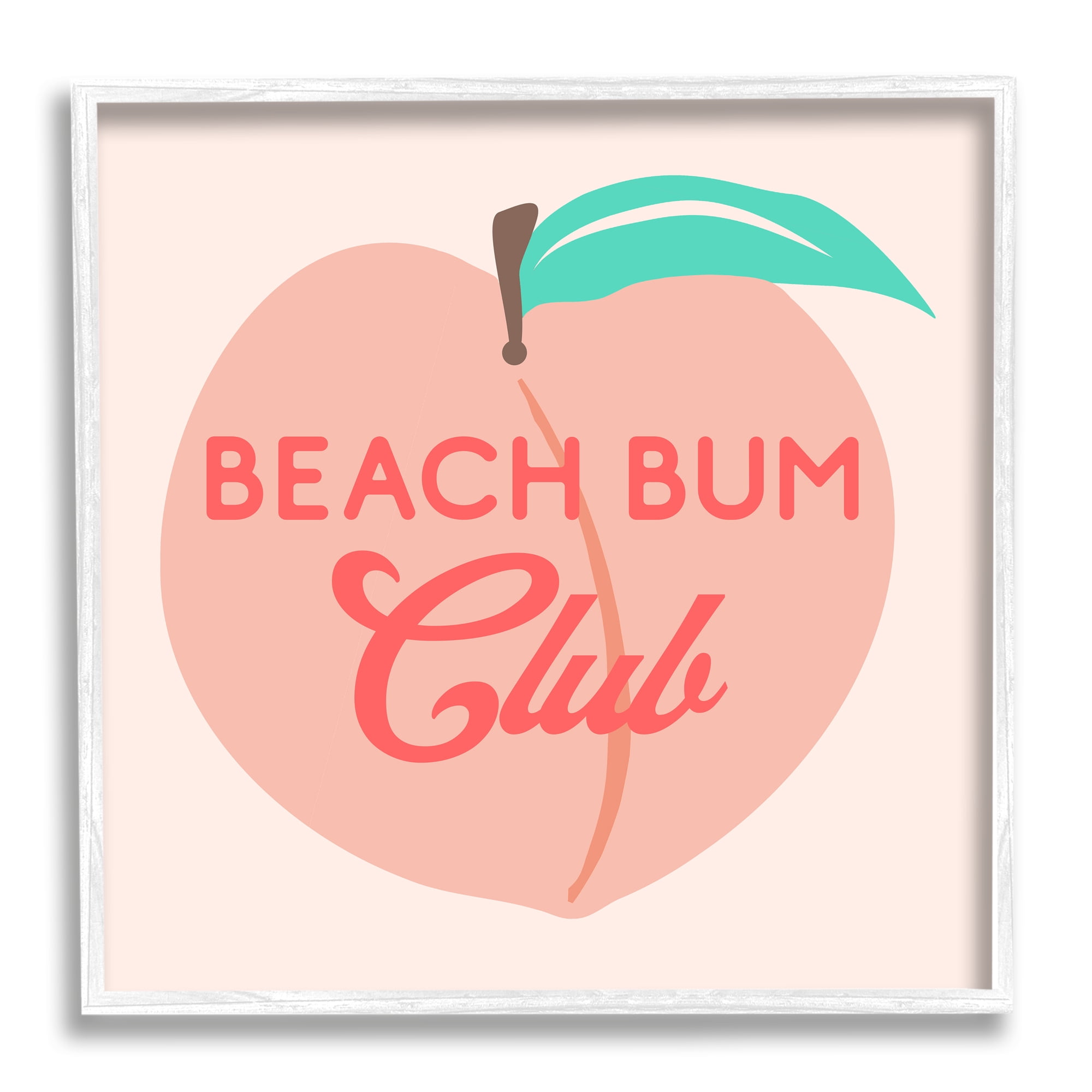 Stupell Industries Beach Bum Club Pink Peach Illustration Phrase Graphic Art White Framed Art Print Wall Art, Design by Daphne Polselli