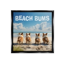 Stupell Industries Beach Bums Corgis Animals & Insects Painting Black Floater Framed Canvas Art Print Wall Art, 18 x 18