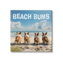 Stupell Industries Beach Bums Corgis Animals & Insects Painting Gallery Wrapped Canvas Art Print Wall Art, 17 x 17