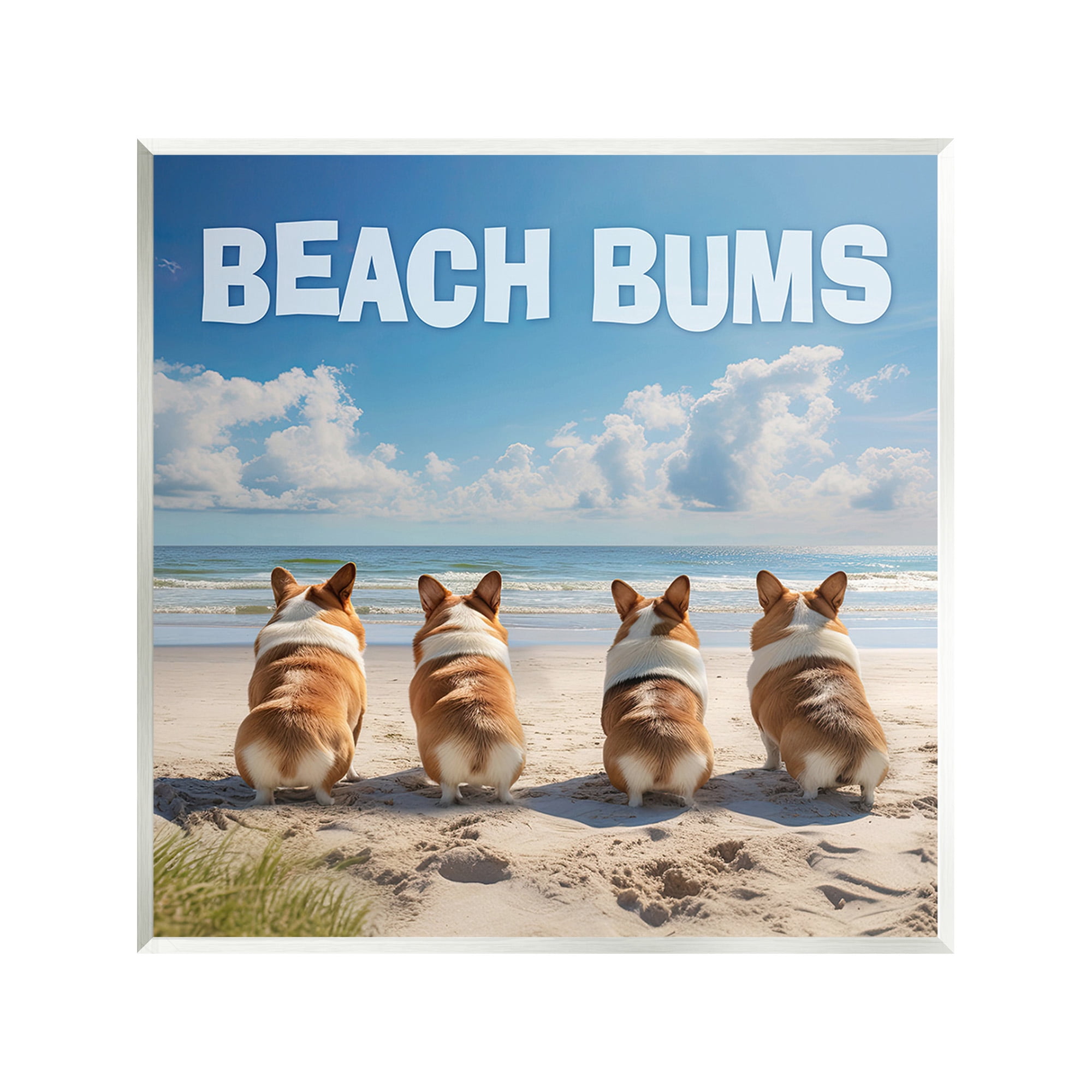 Stupell Industries Beach Bums Corgis Animals & Insects Painting Unframed Art Print Wall Art, 12 x 12