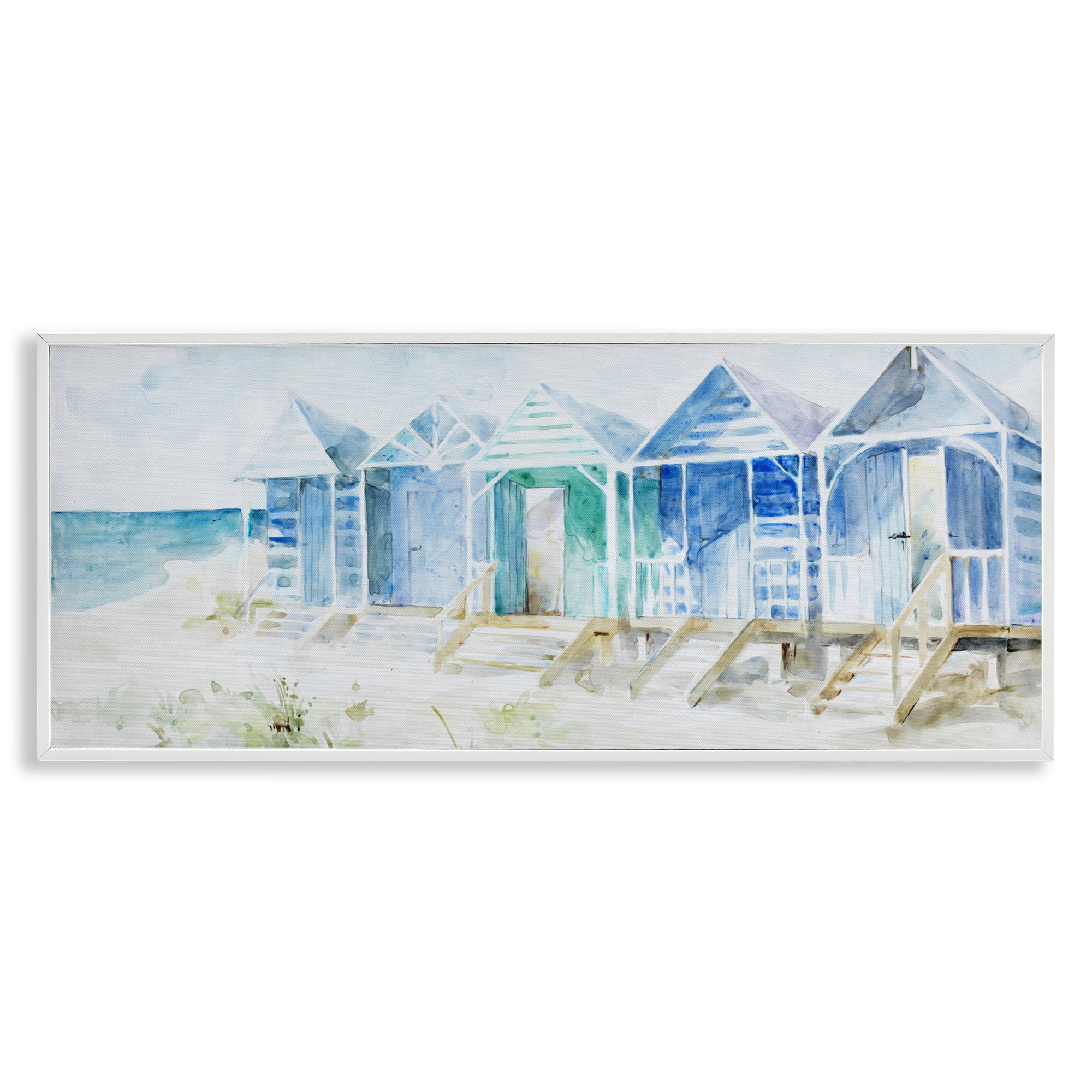 Stupell Industries Beach Cabins in a Row White Framed Giclee Art, design by Lorenzo Collective
