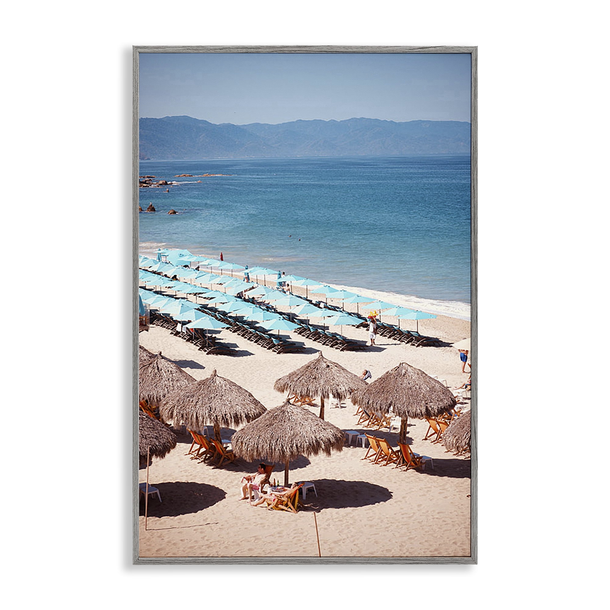 Stupell Industries Beach Canopies View Nautical & Beach Photography Gray Framed Art Print Wall Art, 12 x 18