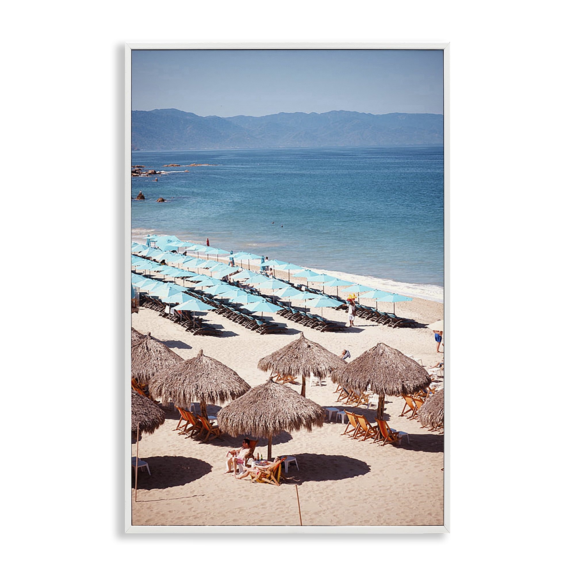 Stupell Industries Beach Canopies View Nautical & Beach Photography White Framed Art Print Wall Art, 12 x 18