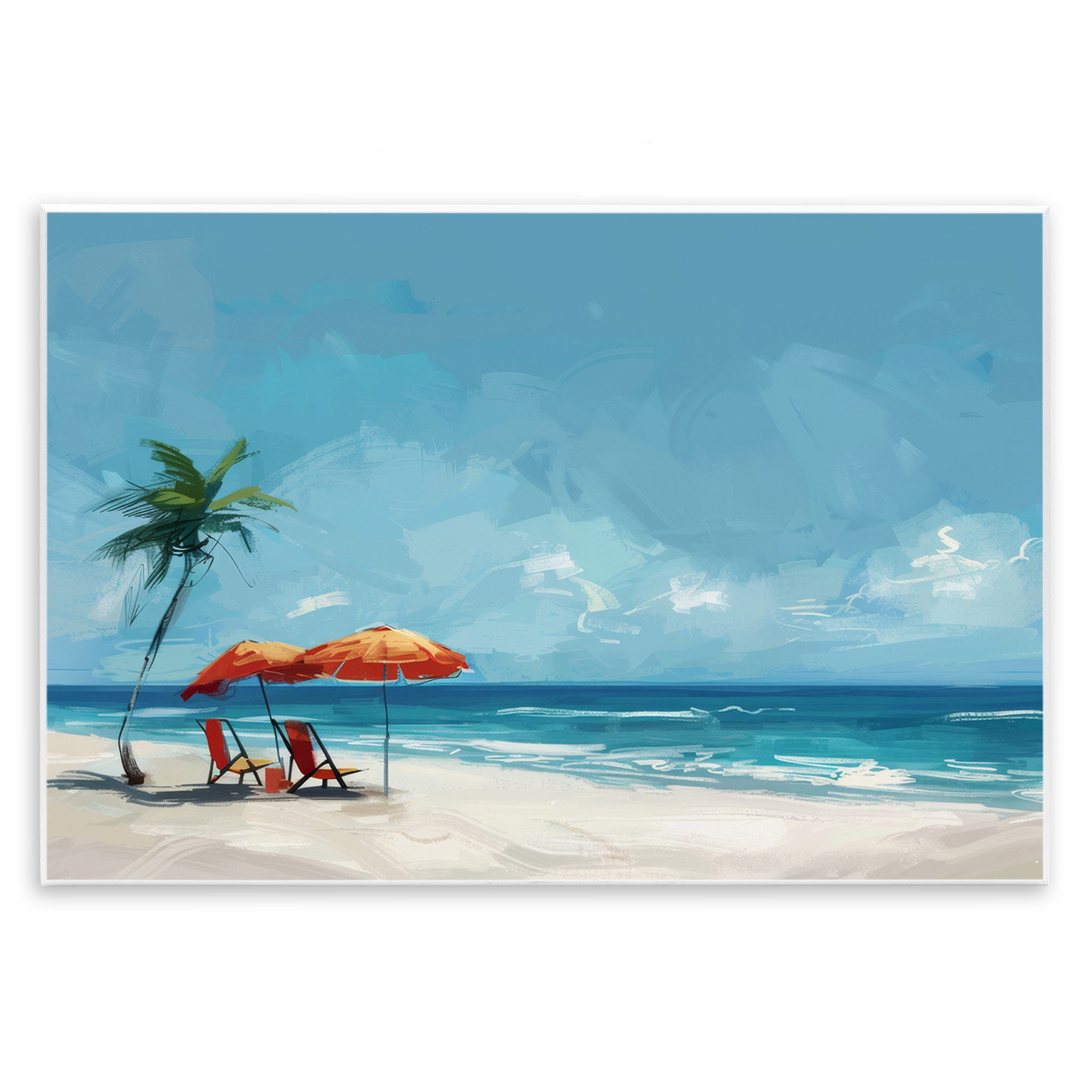 Stupell Industries Beach Chair Symphony Nautical & Beach Painting Unframed Art Print Wall Art, 19 x 13