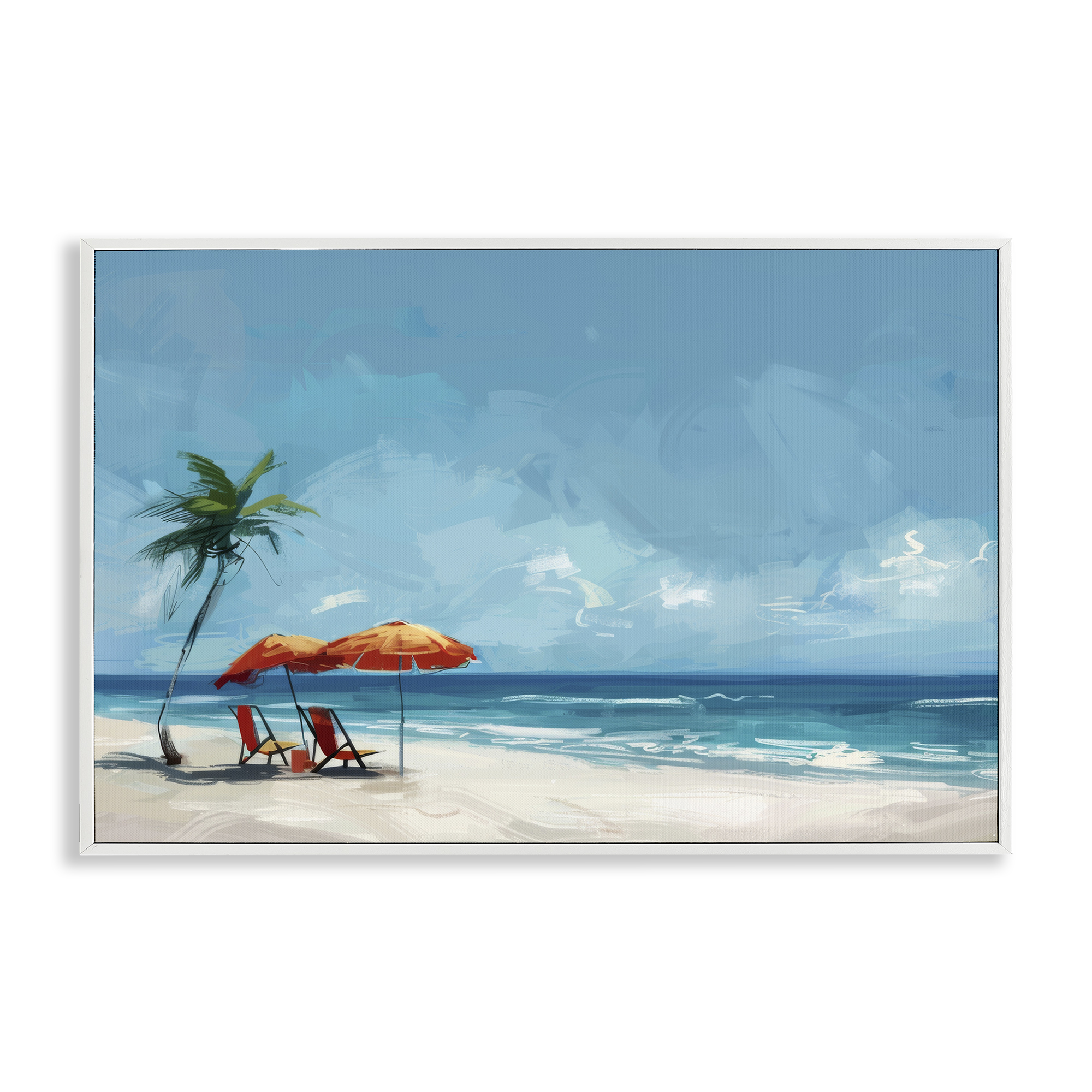 Stupell Industries Beach Chair Symphony Nautical & Beach Painting White Framed Art Print Wall Art, 18 x 12