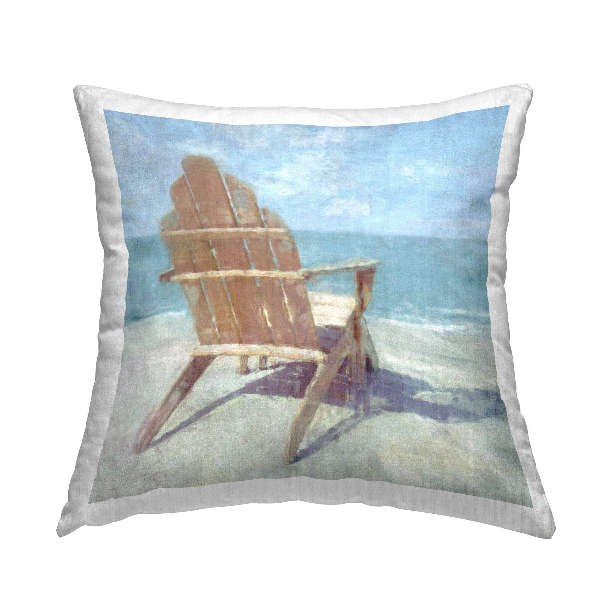 Stupell Industries Beach Chair on Shore Square Decorative Printed Throw Pillow, 18 x 18