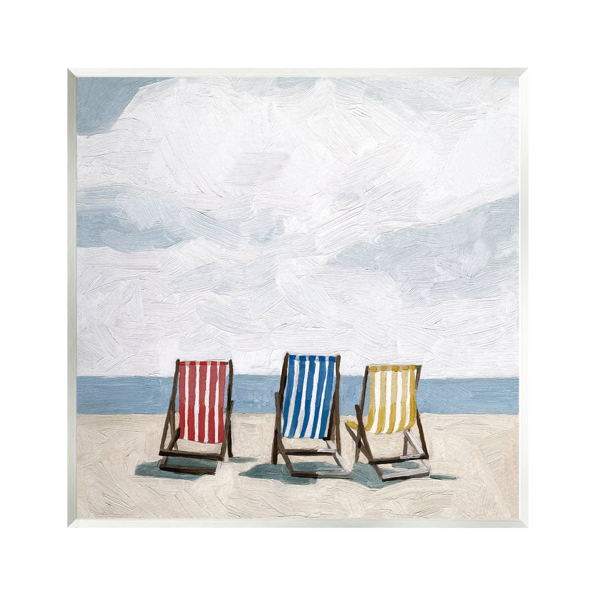 Coastal Beach Chairs Art Plaque in MDF Wood, 12" x 12"