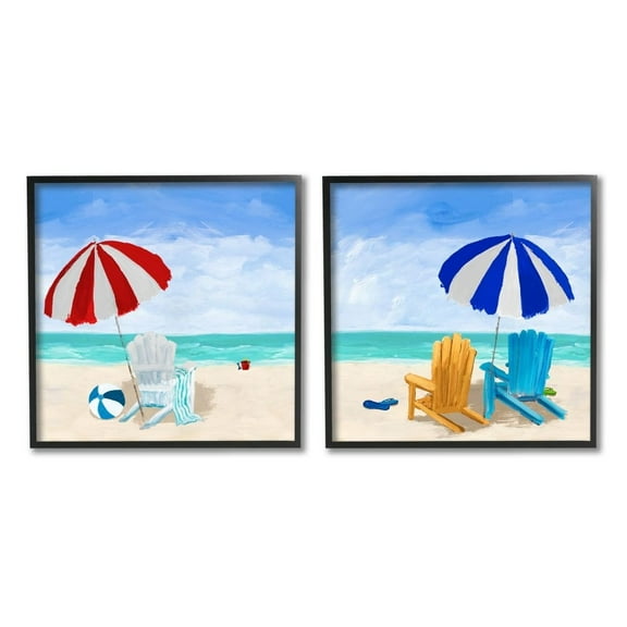 Stupell Industries Beach Chairs at Shore Summer Nautical Scene Designed by Julie DeRice