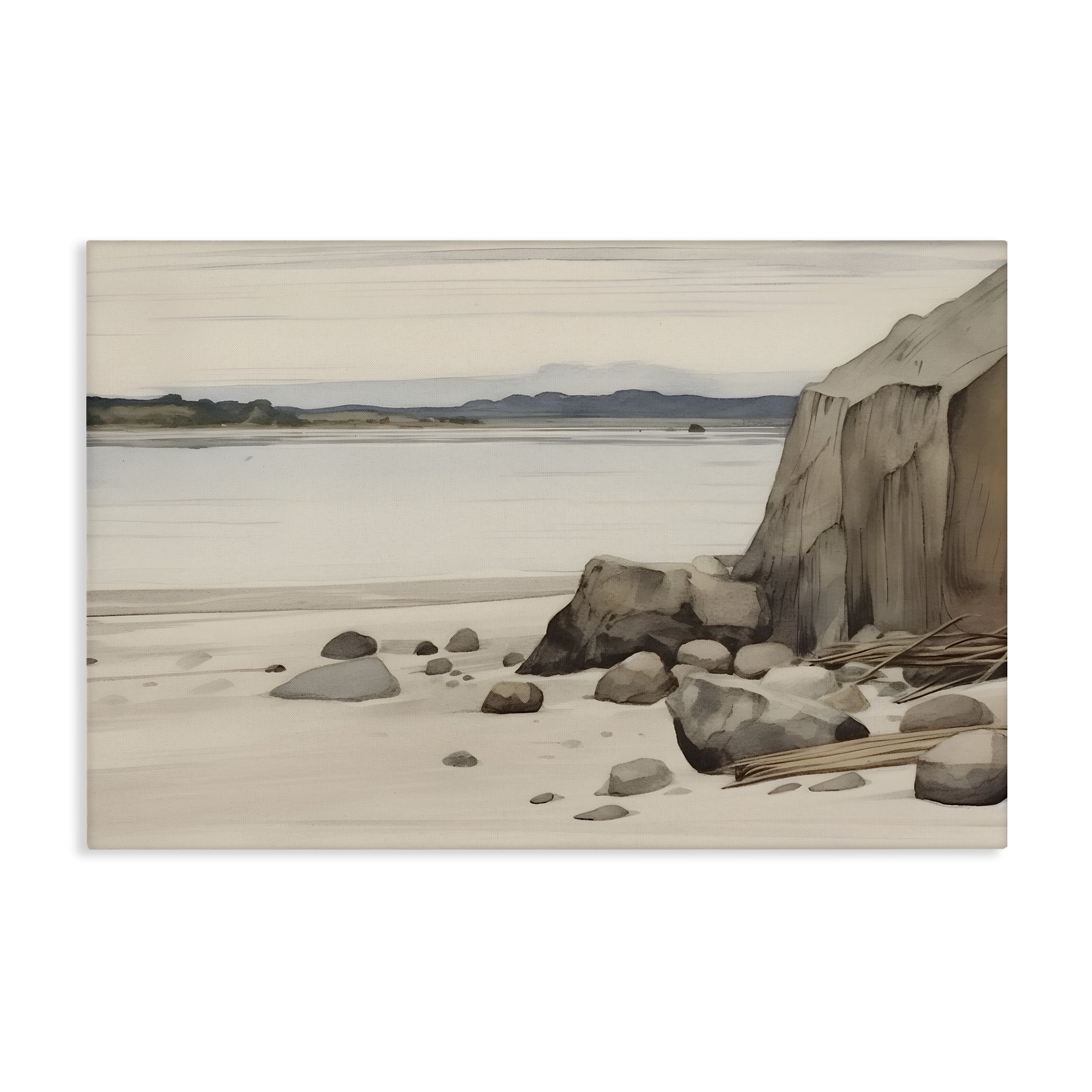 Stupell Industries Beach Cliff View Landscape & Nature Painting Wrapped Canvas Art Print Wall Art, 24 x 16