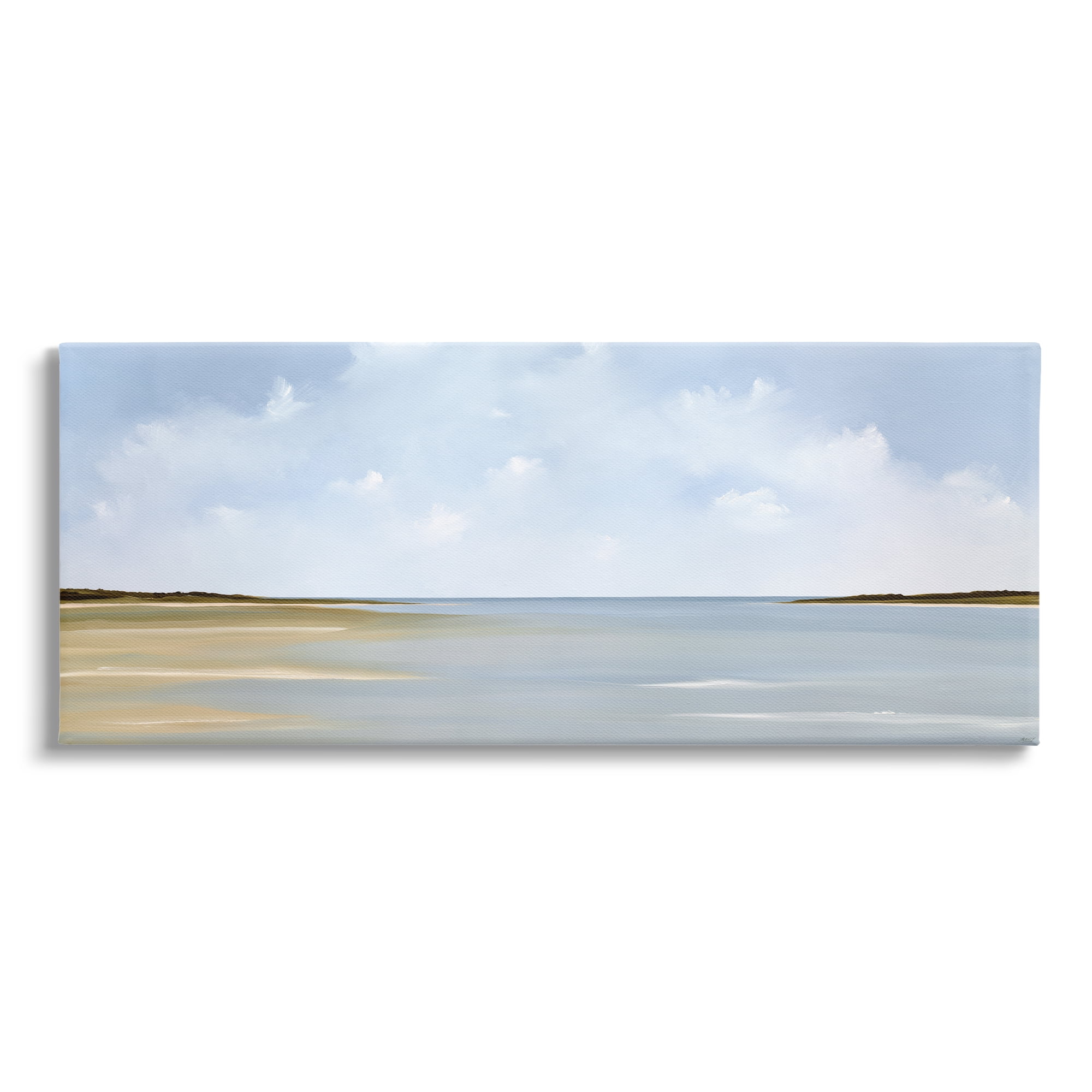 Stupell Industries Beach Clouds Landscape Landscape Painting Gallery Wrapped Canvas Art Print Wall Art, 30 x 13