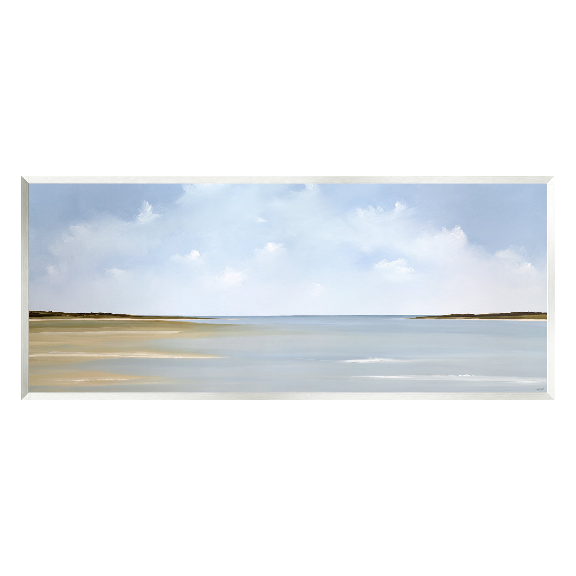 Stupell Industries Beach Clouds Landscape Landscape Painting Unframed Art Print Wall Art, 17 x 7