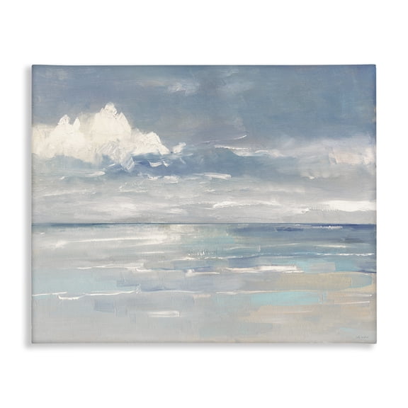 Stupell Industries Beach Clouds Reflection Landscape Painting Gallery Wrapped Canvas Art Print Wall Art, 30 x 24
