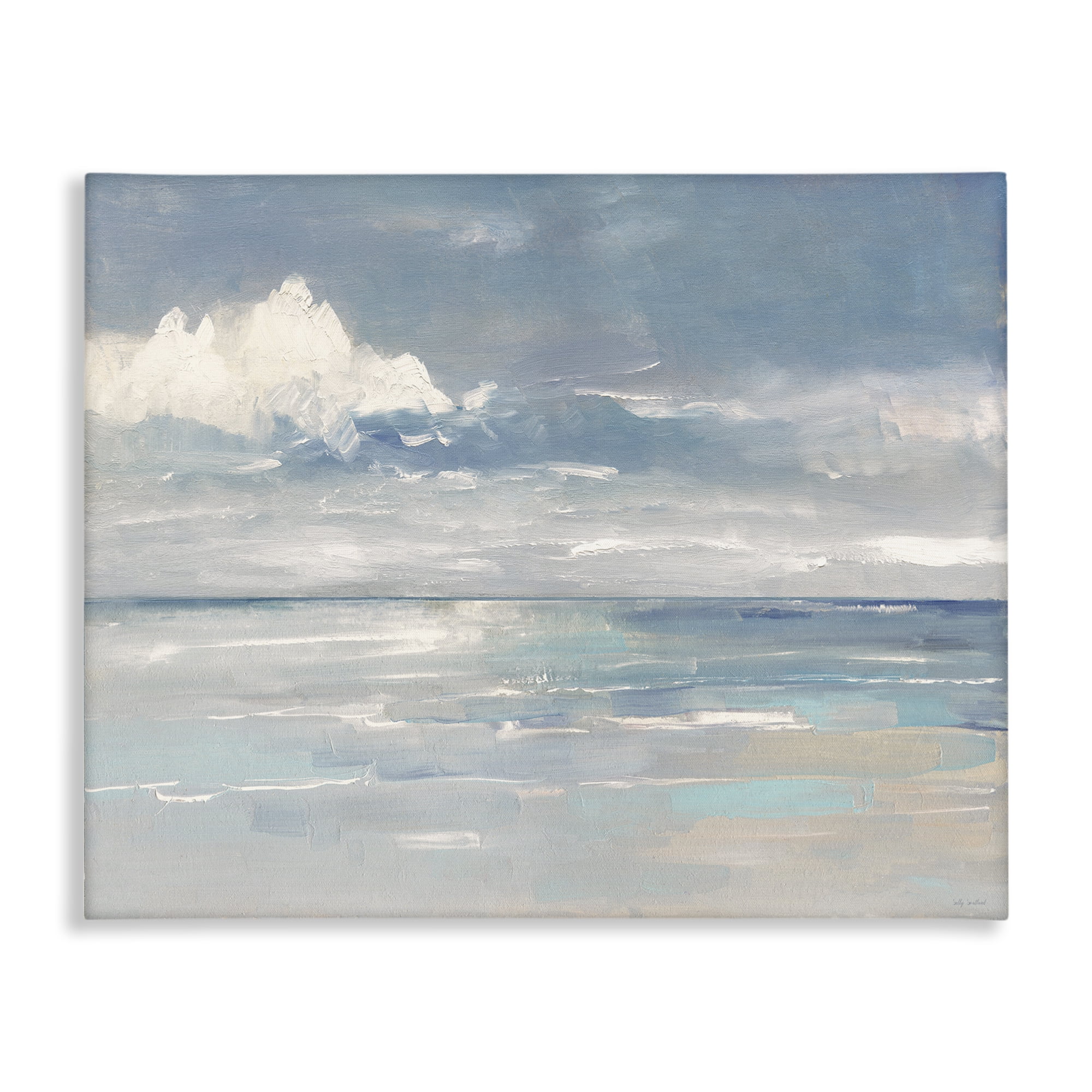 Stupell Industries Beach Clouds Reflection Landscape Painting Gallery Wrapped Canvas Art Print Wall Art, 48 x 36