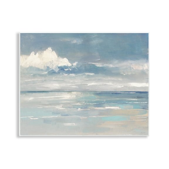 Stupell Industries Beach Clouds Reflection Landscape Painting Unframed Art Print Wall Art, 14 x 11